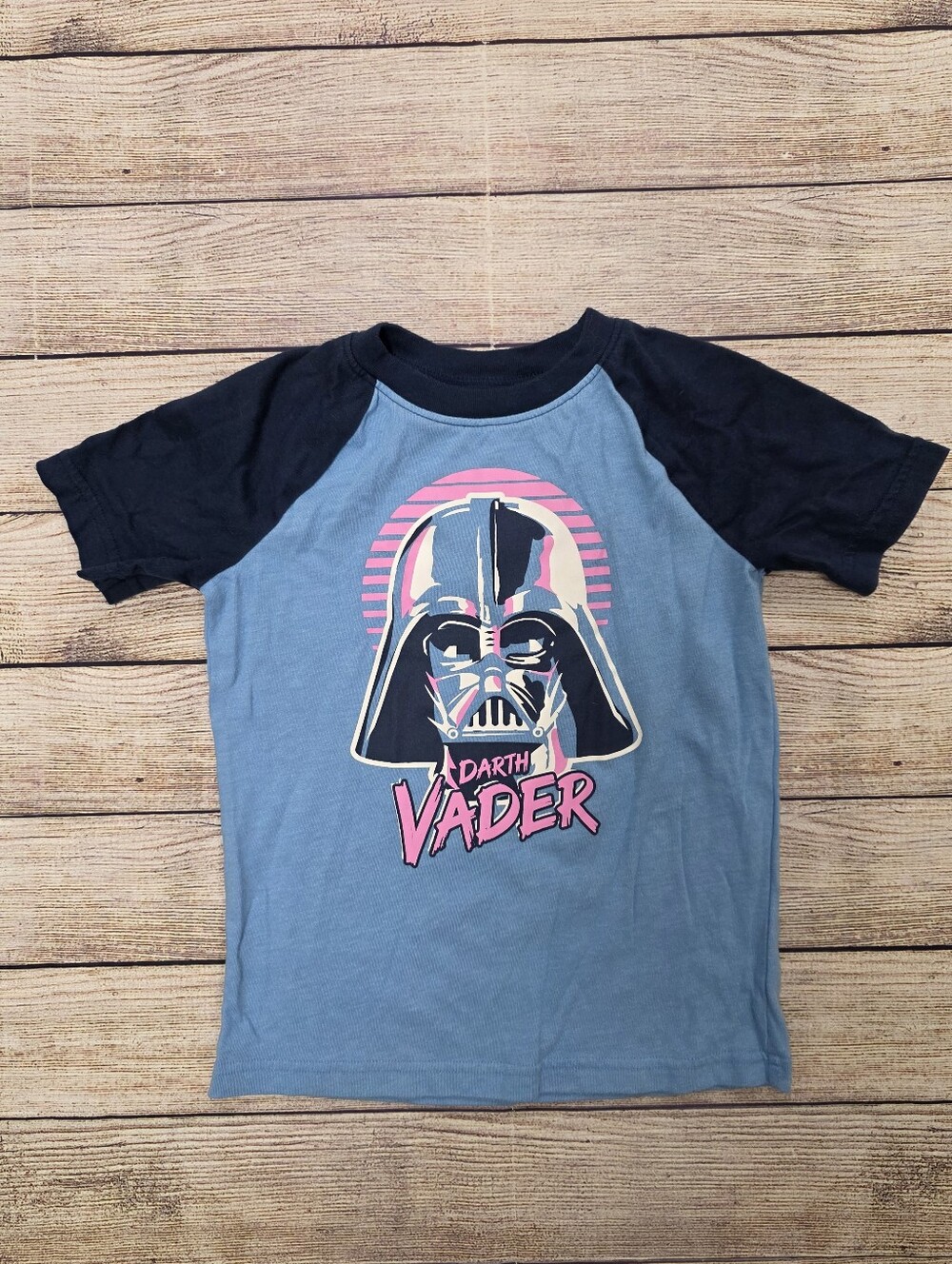 Jumping Beans Darth Vader Blue & Navy Raglan Kids Tee Size 5